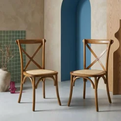 Cadeira estilo bistrô em madeira, set de 2