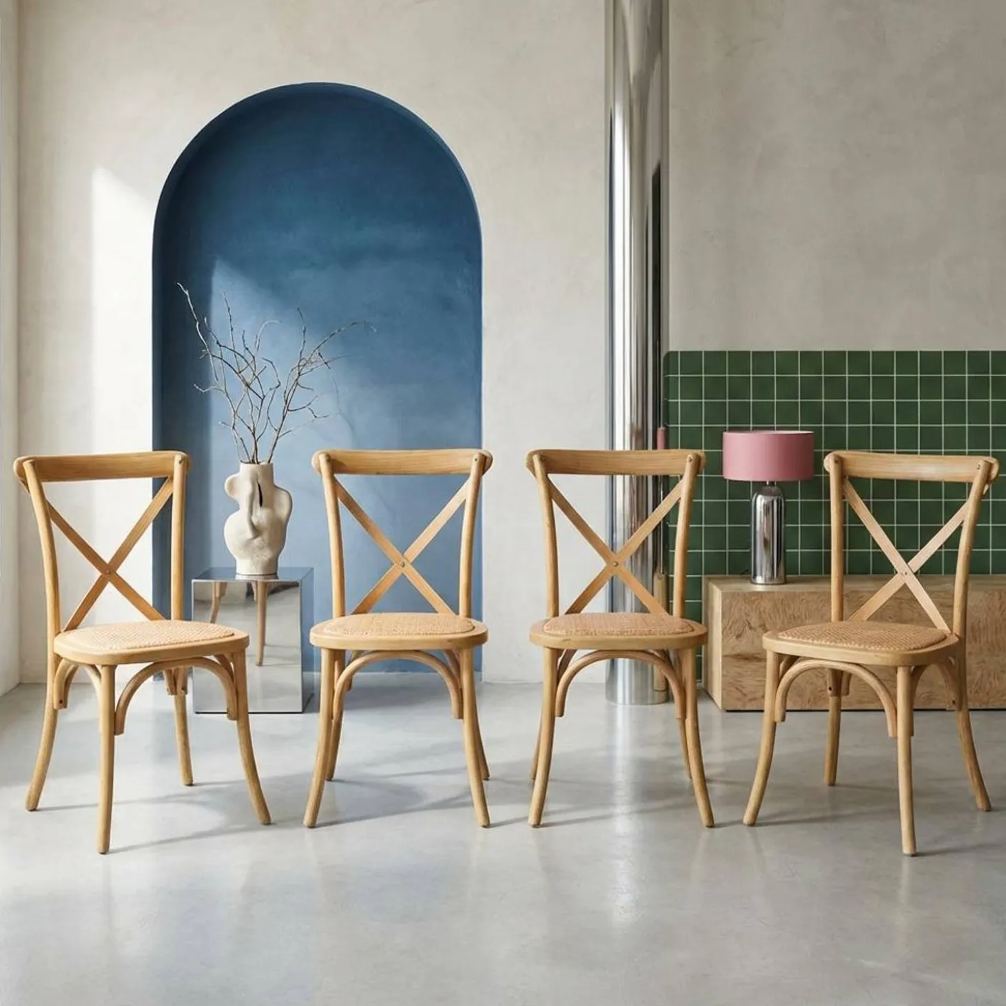 Cadeira estilo bistrô em madeira, set de 4