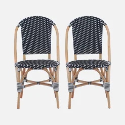 Cadeira estilo bistrô revestida em rattan, set de 2