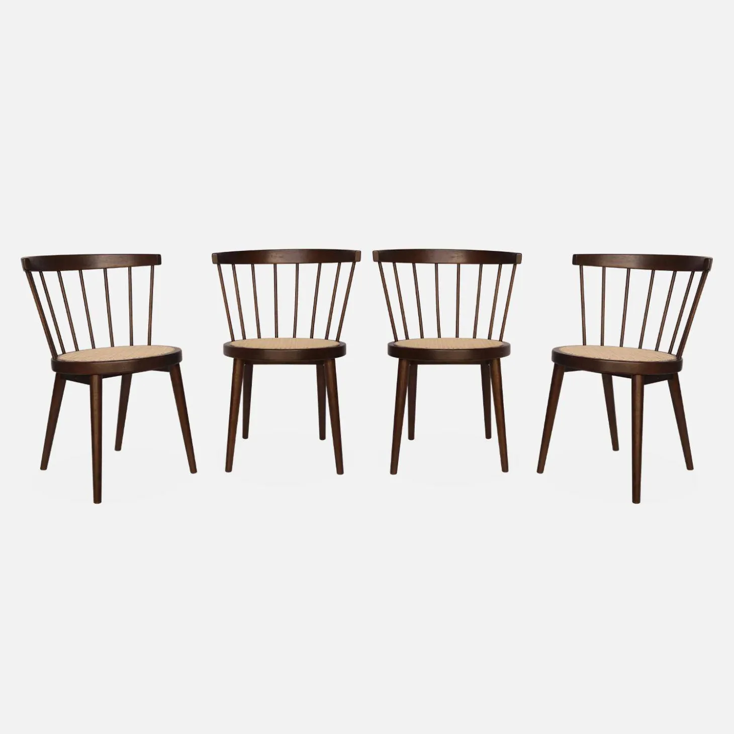 Cadeira estilo boémio em madeira de seringueira e cana, set de 4