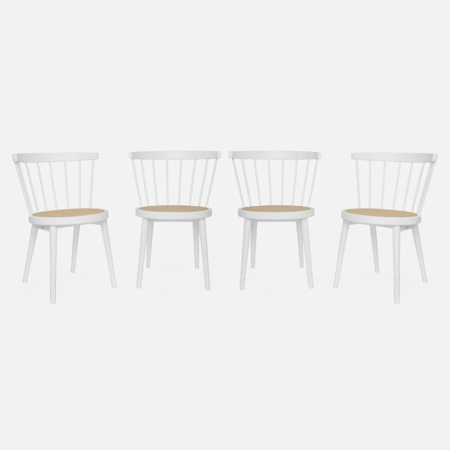 Cadeira estilo boémio em madeira de seringueira e cana, set de 4
