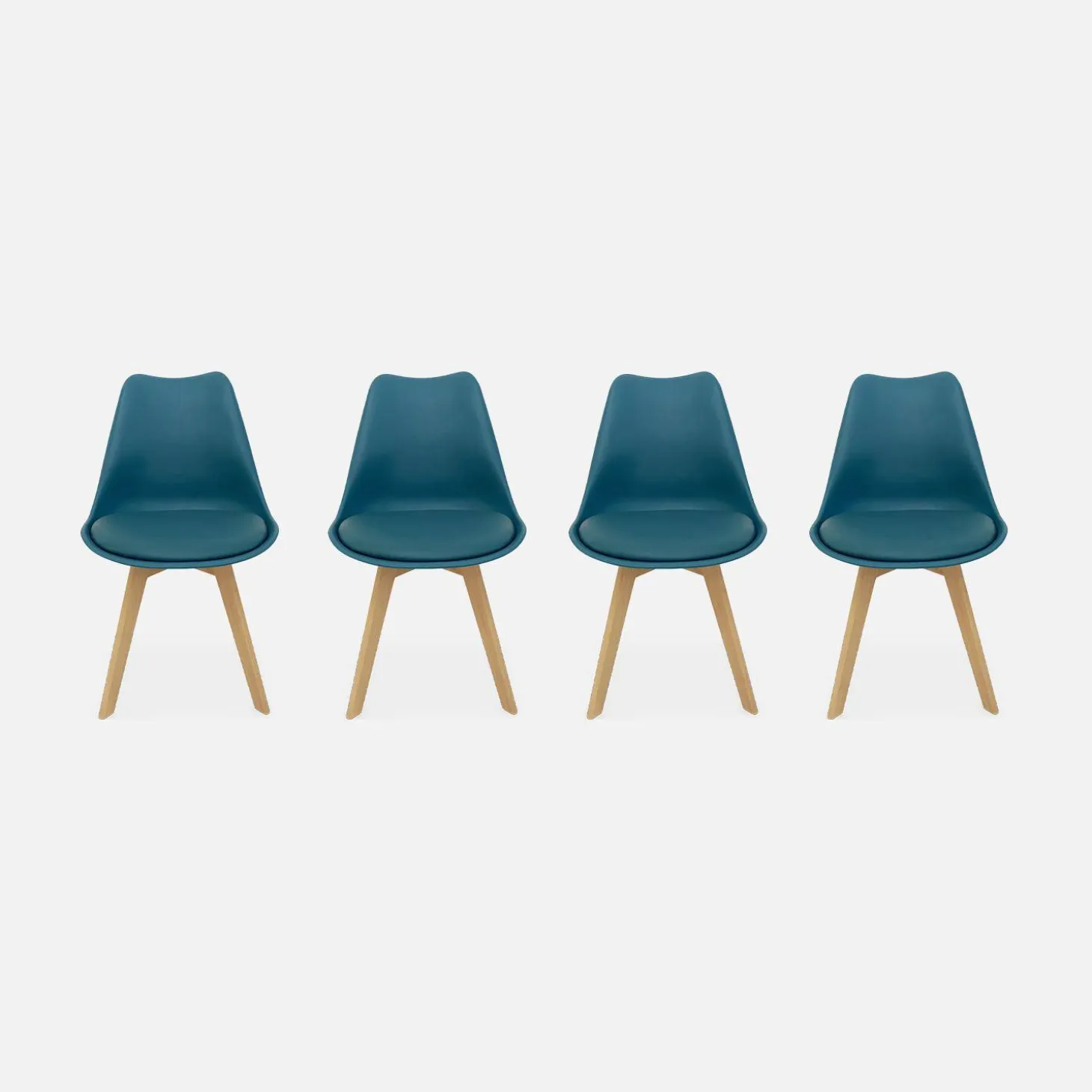 Cadeira estilo escandinavo com pés em madeira de faia, set de 4