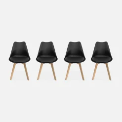 Cadeira estilo escandinavo com pés em madeira de faia, set de 4