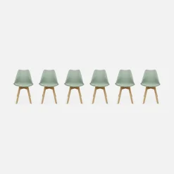 Cadeira estilo escandinavo com pés em madeira de faia, set de 6