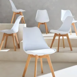 Cadeira estilo escandinavo com pés em madeira de faia, set de 6