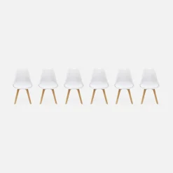 Cadeira estilo escandinavo com pés em madeira de faia, set de 6