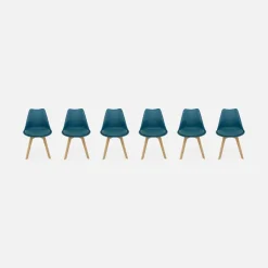 Cadeira estilo escandinavo com pés em madeira de faia, set de 6