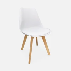 Cadeira estilo escandinavo com pés em madeira de faia, set de 4