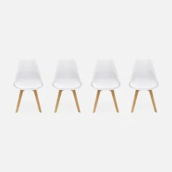 Cadeira estilo escandinavo com pés em madeira de faia, set de 4