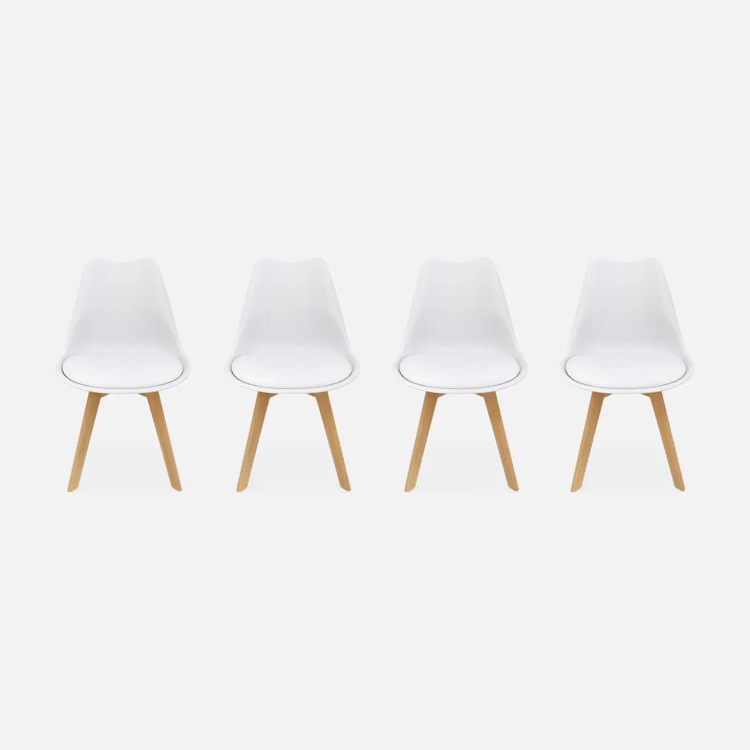 Cadeira estilo escandinavo com pés em madeira de faia, set de 4