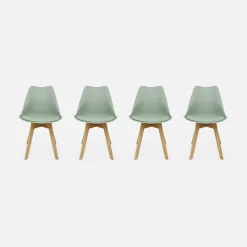 Cadeira estilo escandinavo com pés em madeira de faia, set de 4