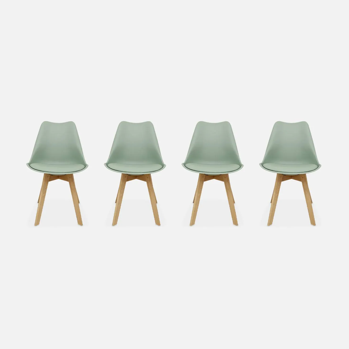 Cadeira estilo escandinavo com pés em madeira de faia, set de 4