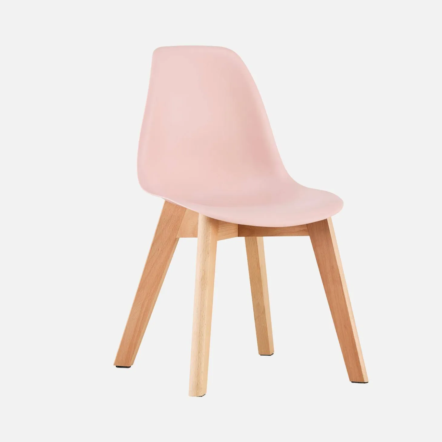 Cadeira estilo escandinavo infantil com pés em madeira de faia, set de 2