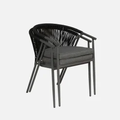 Cadeiras de jardim empilhável em aço e corda, set de 2
