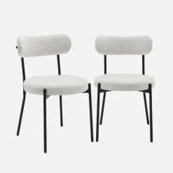 Cadeiras em tecido chenille com estrutura em metal, set de 2