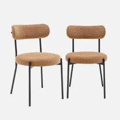 Cadeiras em tecido chenille com estrutura em metal, set de 2