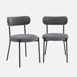 Cadeiras em tecido chenille com estrutura em metal, set de 2