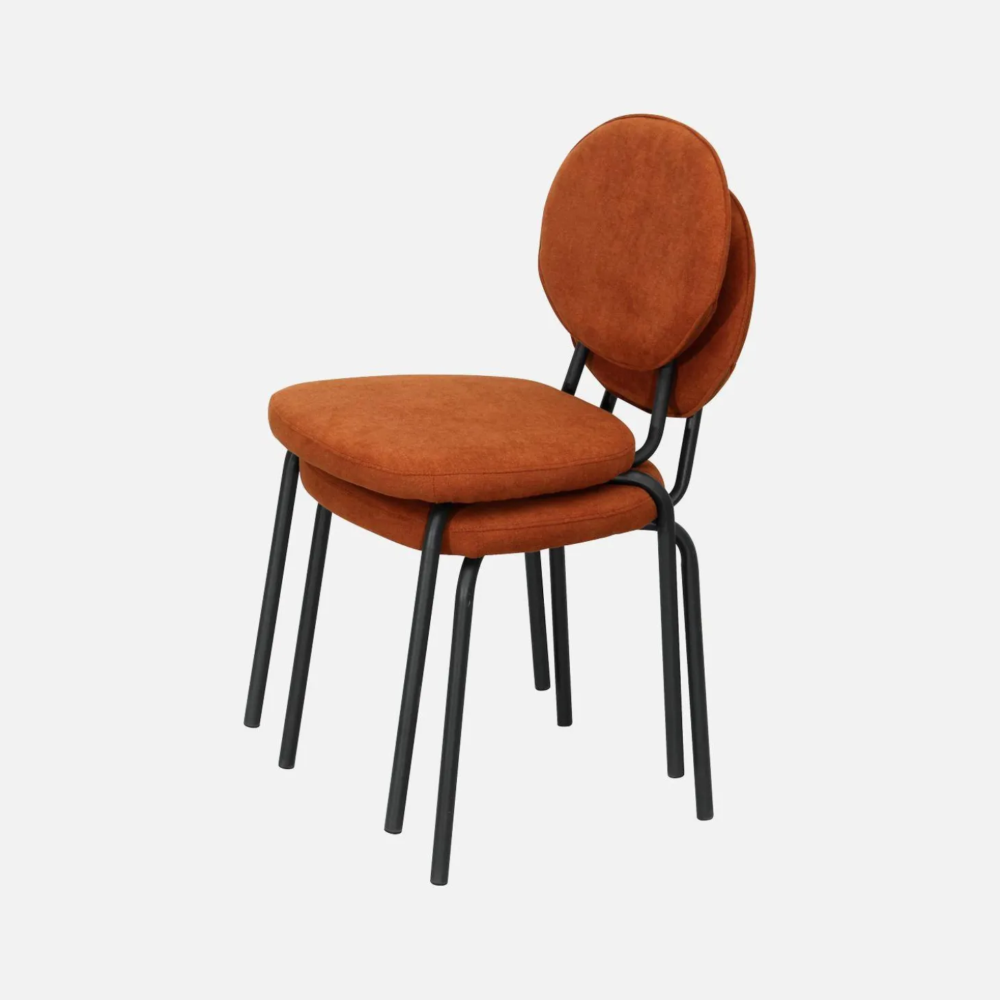 Cadeira vintage de metal revestida em tecido, set de 2