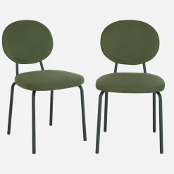 Cadeira vintage de metal revestida em tecido, set de 2
