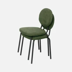 Cadeira vintage de metal revestida em tecido, set de 2