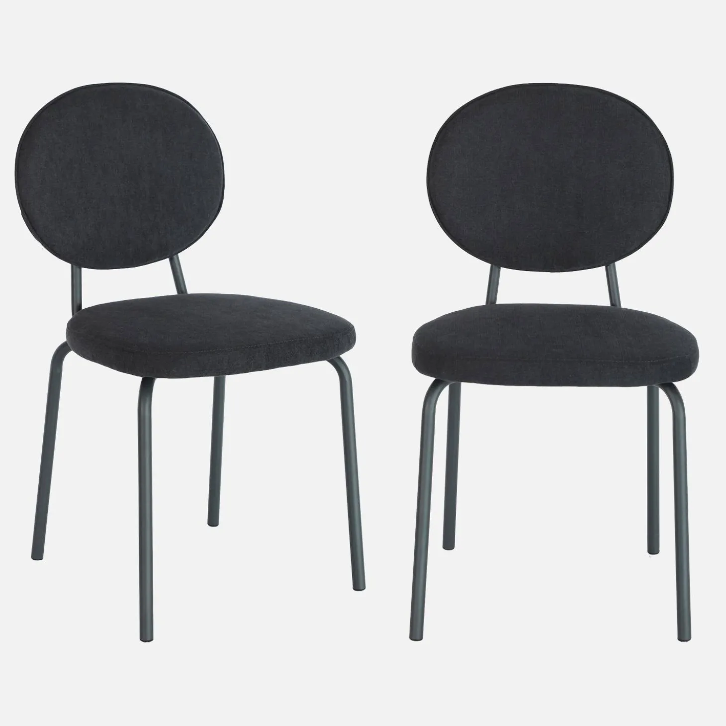 Cadeira vintage de metal revestida em tecido, set de 2