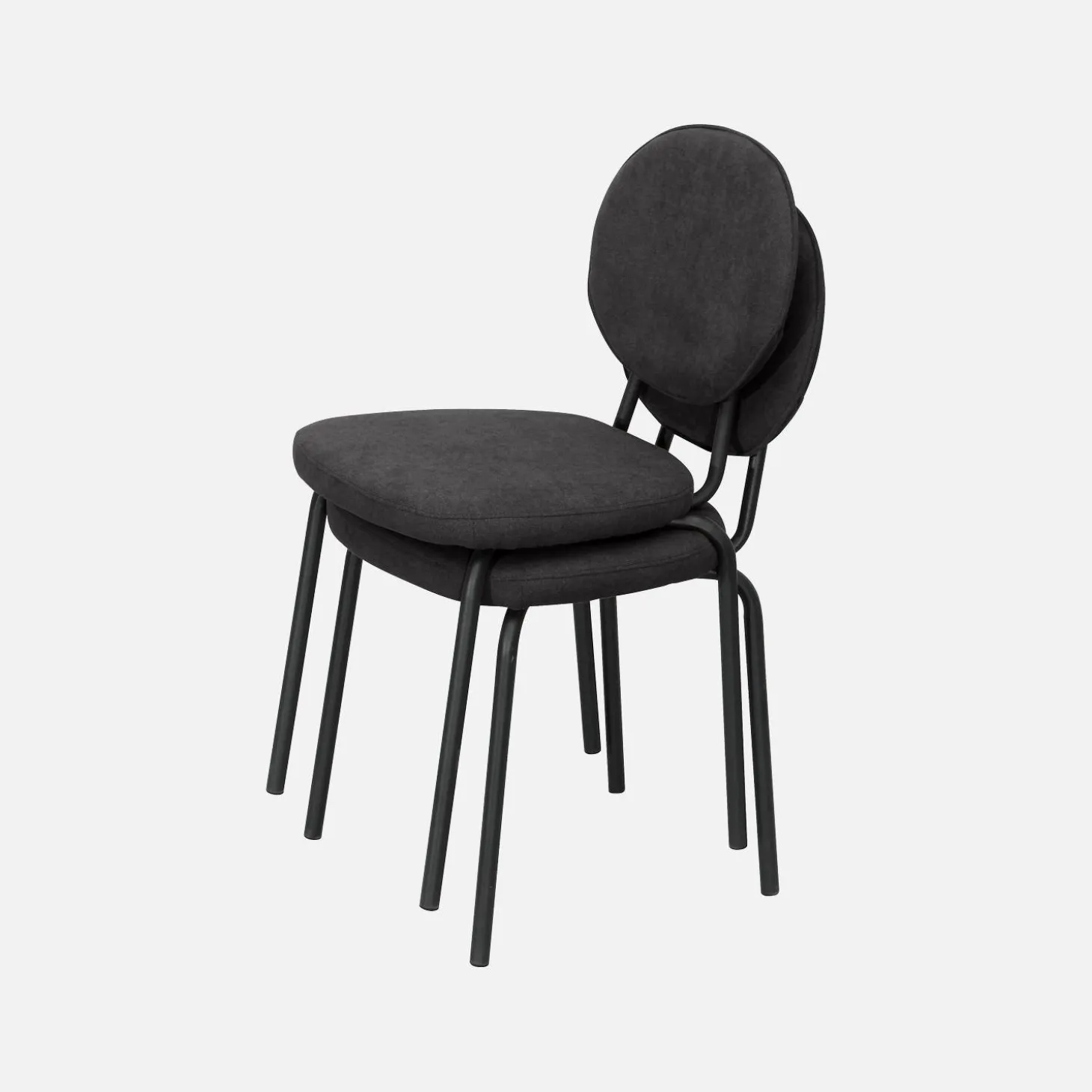 Cadeira vintage de metal revestida em tecido, set de 2