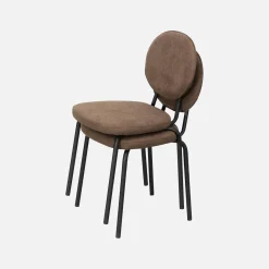 Cadeira vintage de metal revestida em tecido, set de 2