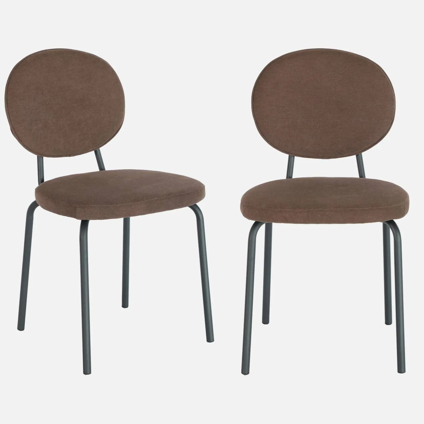 Cadeira vintage de metal revestida em tecido, set de 2