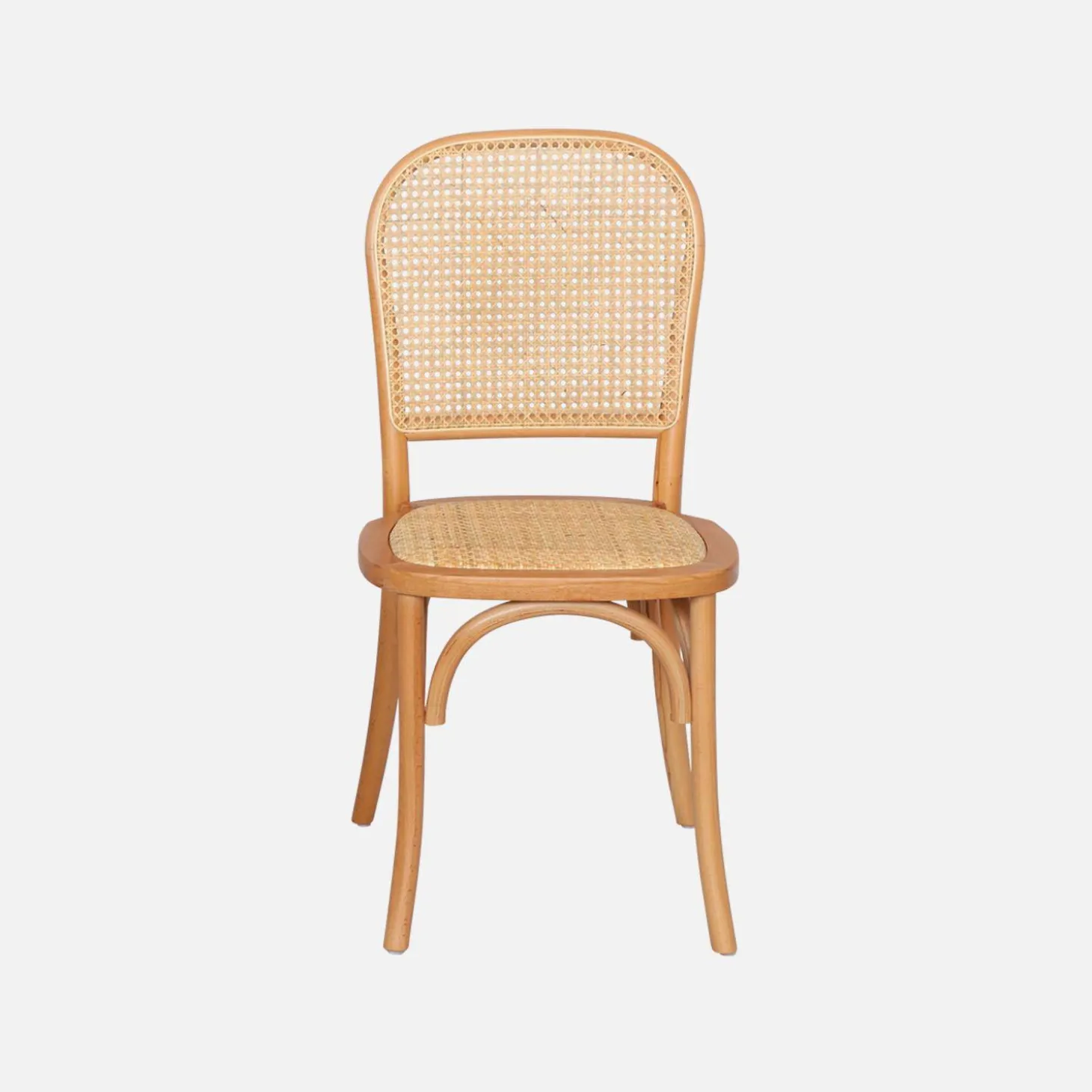 Cadeira vintage em madeira e revestida em rattan, set de 4