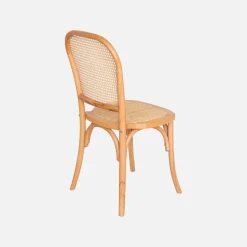 Cadeira vintage em madeira e revestida em rattan, set de 4