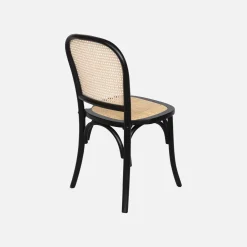 Cadeira vintage em madeira e revestida em rattan, set de 4