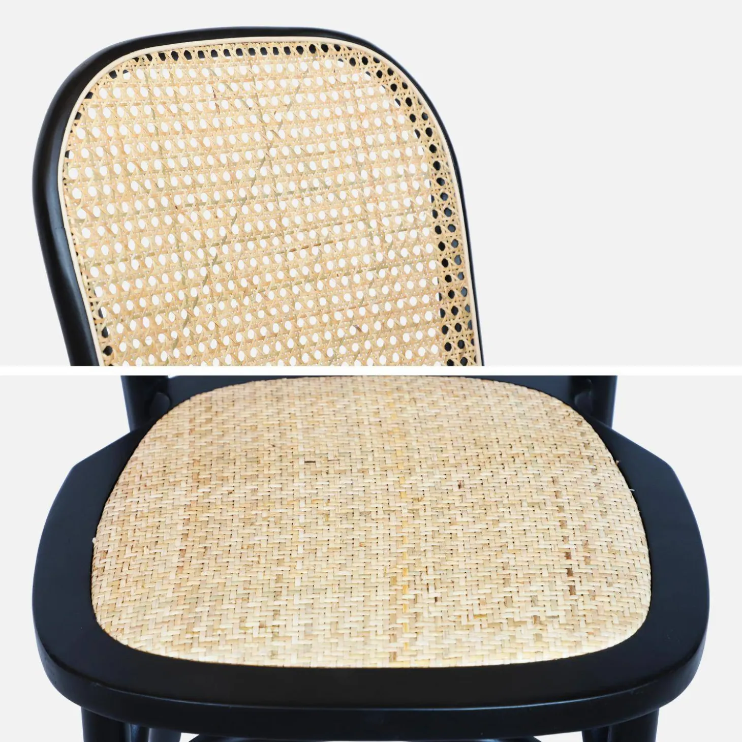 Cadeira vintage em madeira e revestida em rattan, set de 4