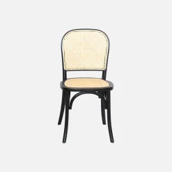 Cadeira vintage em madeira e revestida em rattan, set de 4