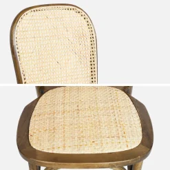 Cadeira vintage em madeira e revestida em rattan, set de 4
