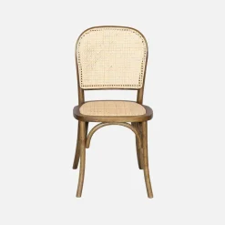 Cadeira vintage em madeira e revestida em rattan, set de 4