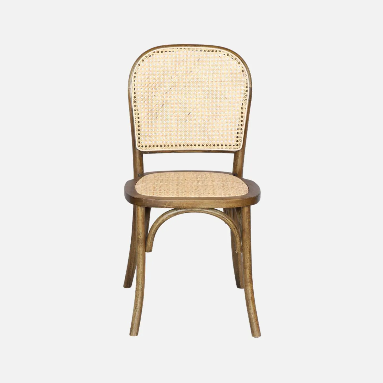 Cadeira vintage em madeira e revestida em rattan, set de 4