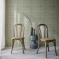 Cadeira vintage em madeira e revestida em rattan, set de 2