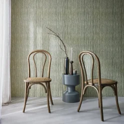 Cadeira vintage em madeira e revestida em rattan, set de 2