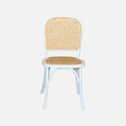 Cadeira vintage em madeira e revestida em rattan, set de 4