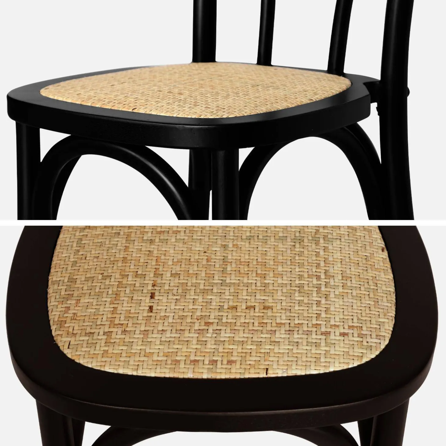 Cadeira vintage em madeira e revestida em rattan, set de 4