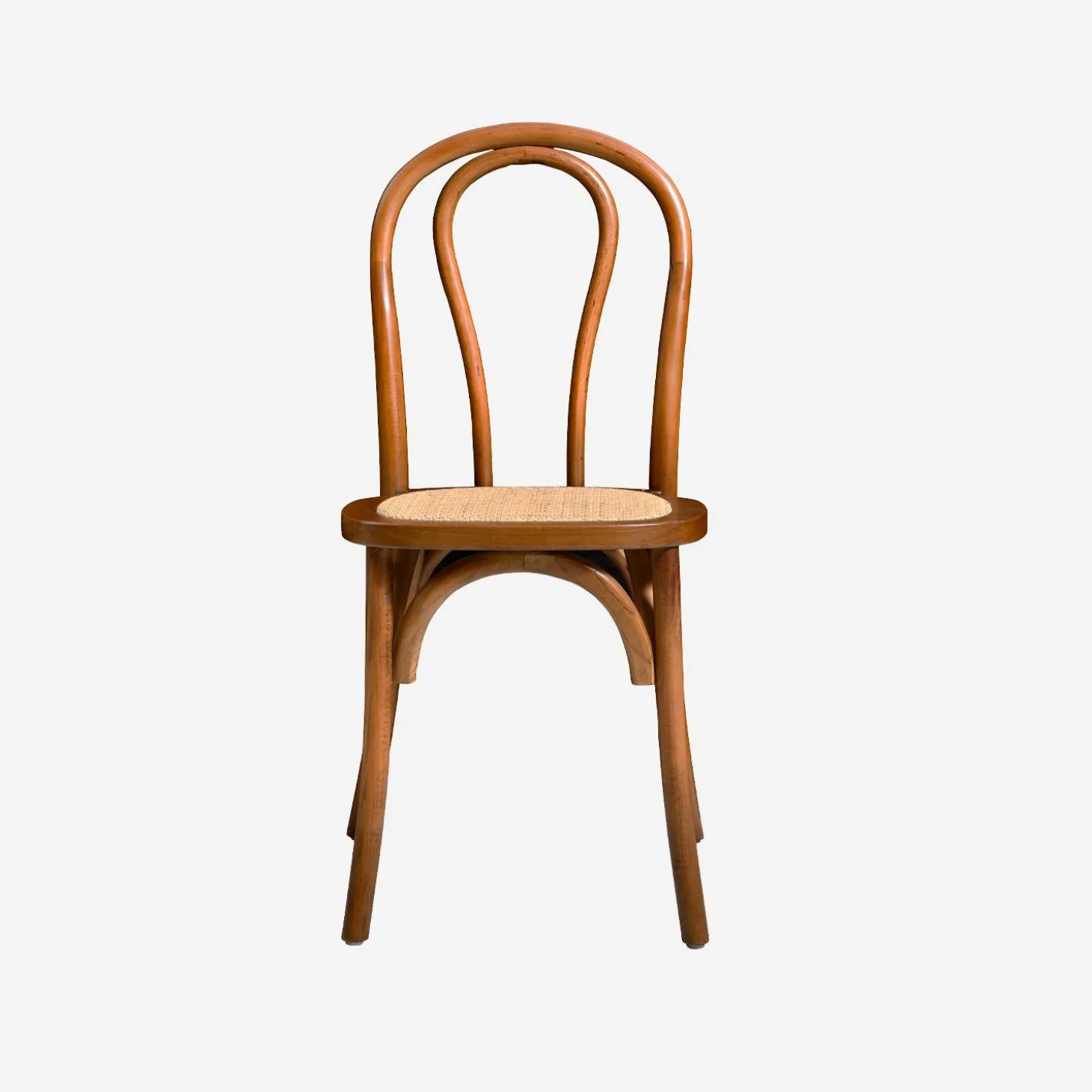 Cadeira vintage em madeira e revestida em rattan, set de 2