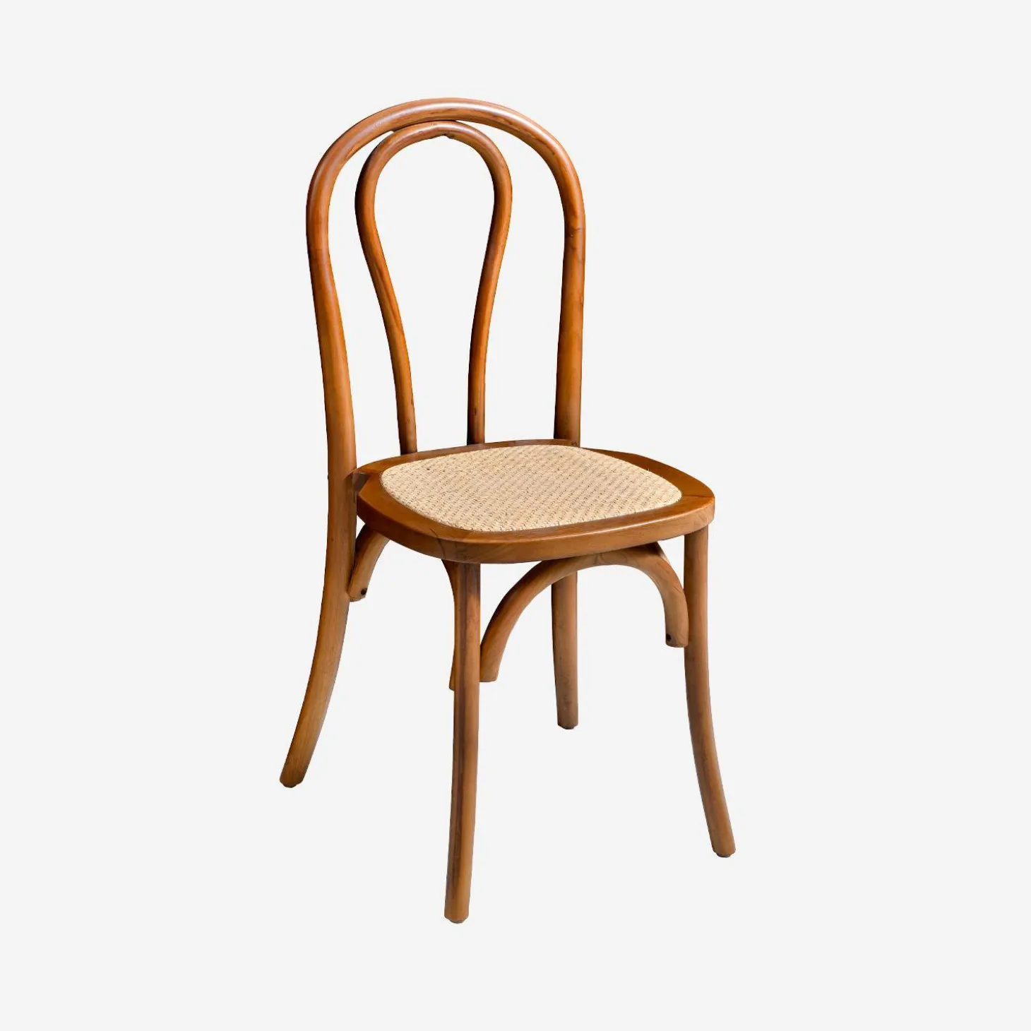 Cadeira vintage em madeira e revestida em rattan, set de 2