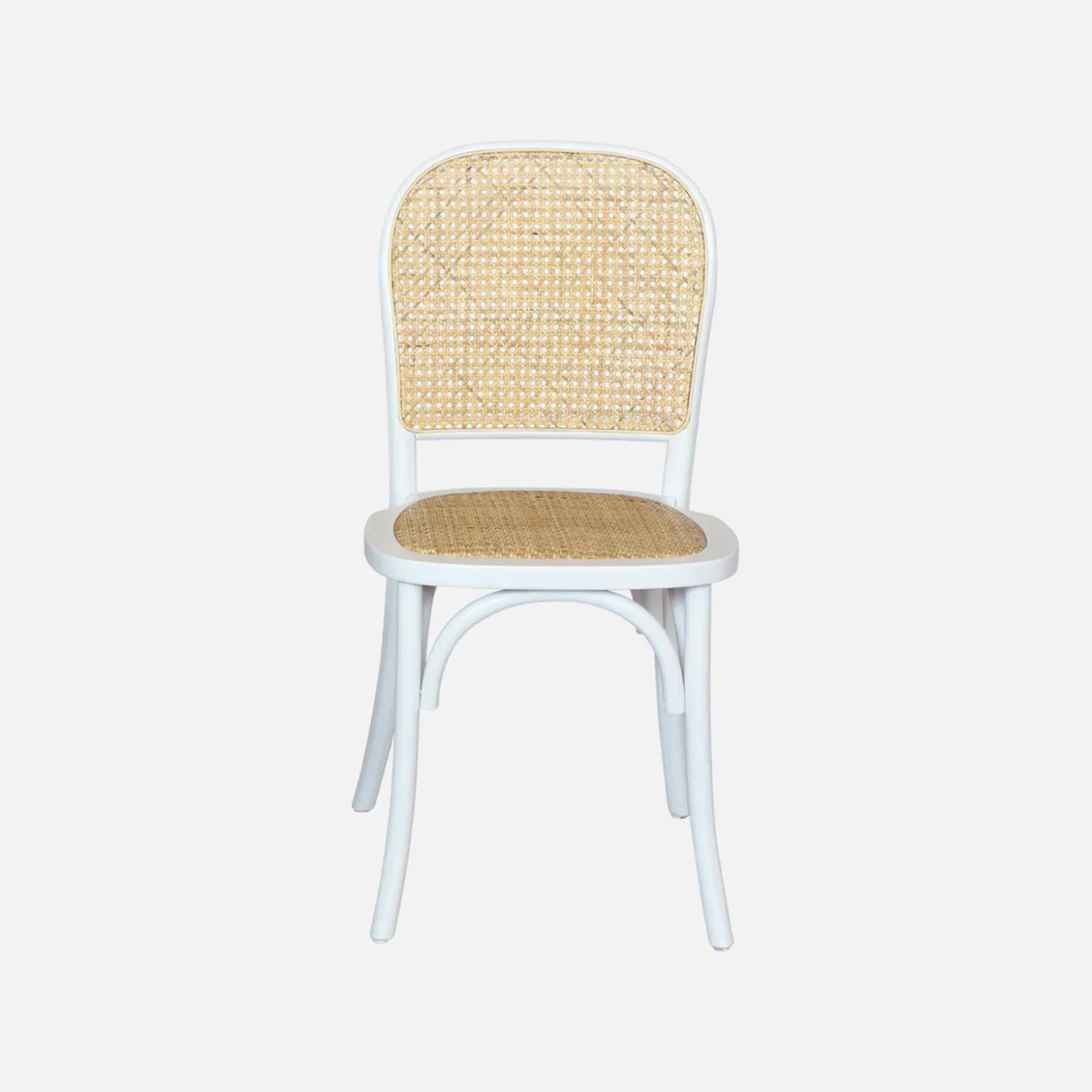 Cadeira vintage em madeira e revestida em rattan, set de 2