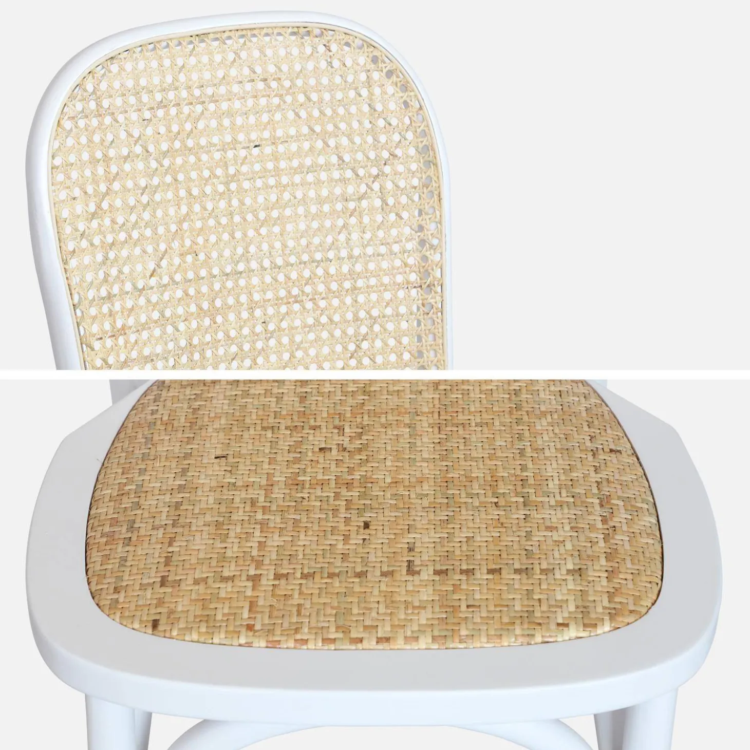Cadeira vintage em madeira e revestida em rattan, set de 2