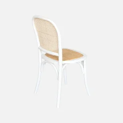 Cadeira vintage em madeira e revestida em rattan, set de 2