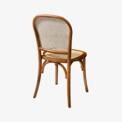 Cadeira vintage em madeira e revestida em rattan, set de 2