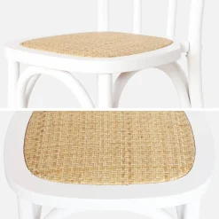 Cadeira vintage em madeira e revestida em rattan, set de 2