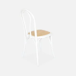 Cadeira vintage em madeira e revestida em rattan, set de 2