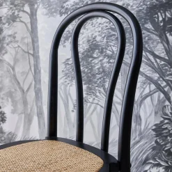 Cadeira vintage em madeira e revestida em rattan, set de 2