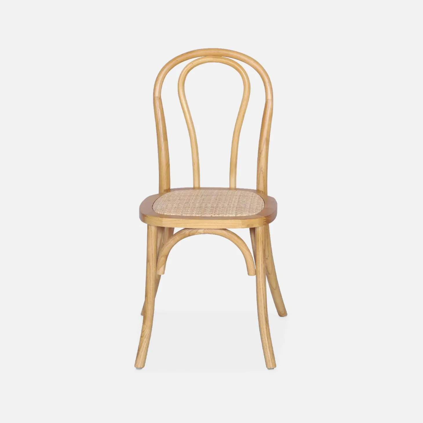 Cadeira vintage em madeira e revestida em rattan, set de 2
